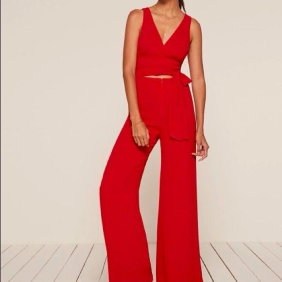 NWT Reformation Patti Jumpsuit Red Size 4 - Picture 4 of 13